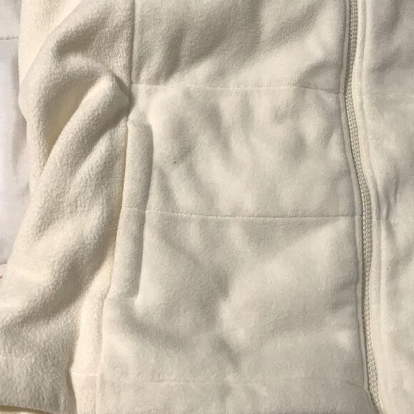Womens White Lands End Fleece Zip-Up Vest Size L Warm & Soft Polyester Blend - Picture 8 of 11